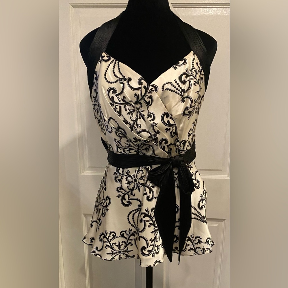 WHBM silk halter top with boning